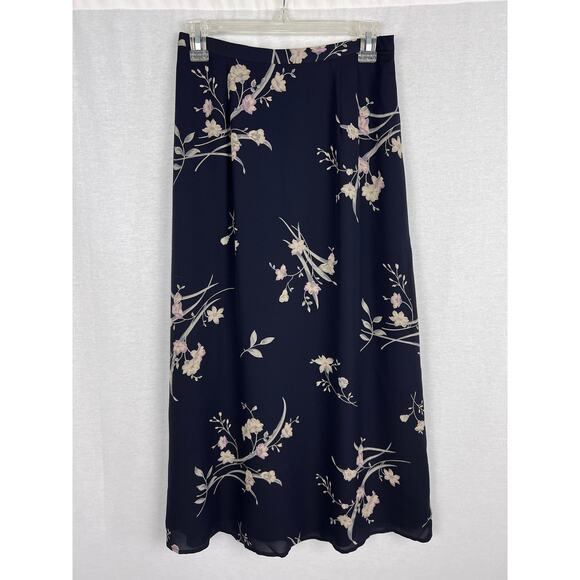 NWT Vintage Talbots Skirt Y2K Silk Maxi Dark Floral Grunge Whimsigoth Fairy - Picture 1 of 6